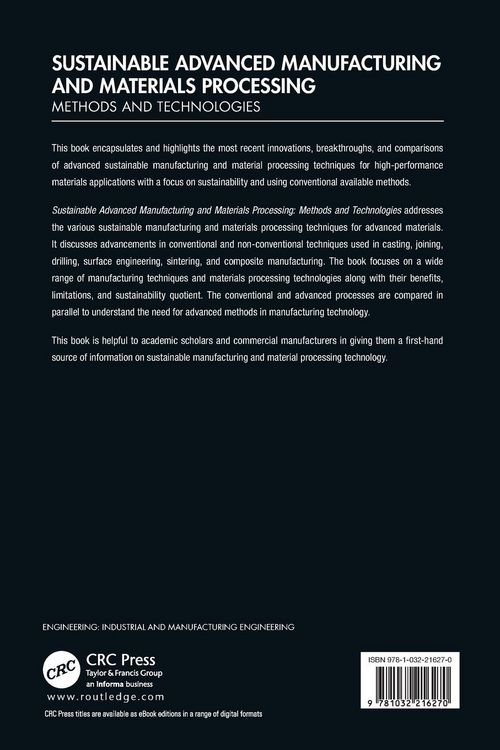 Produktbild: Sustainable Advanced Manufacturing and Materials Processing