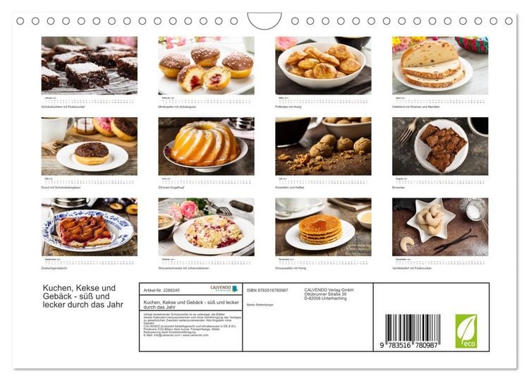 Produktbild: Kuchen, Kekse und Geb&auml;ck - s&uuml;&szlig; und lecker durch das Jahr (Wandkalender 2027 DIN A4 quer), CALVENDO Monatskalender