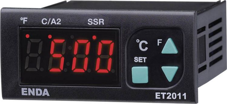 Produktbild: Enda ET2011-T-230 PID Temperaturregler J, K, T, S, R 0 bis +1700 &deg;C Relais 8 A, SSR (L x B x H) 71 x 77 x 35 mm