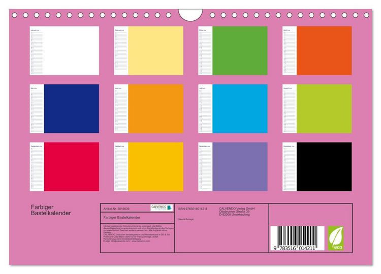 Produktbild: Farbiger Bastelkalender (Wandkalender 2026 DIN A4 quer), CALVENDO Monatskalender