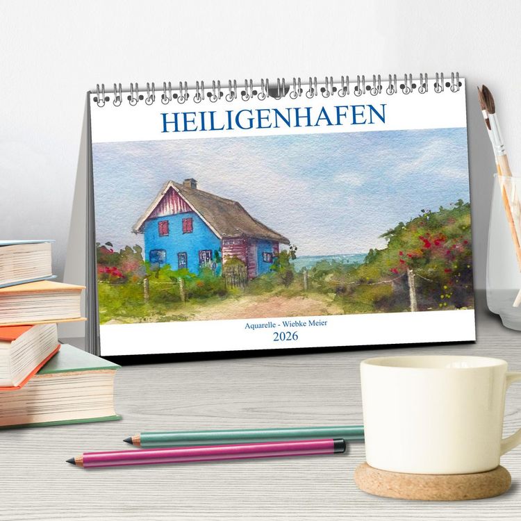 Produktbild: Heiligenhafen in Aquarell (Tischkalender 2026 DIN A5 quer), CALVENDO Monatskalender