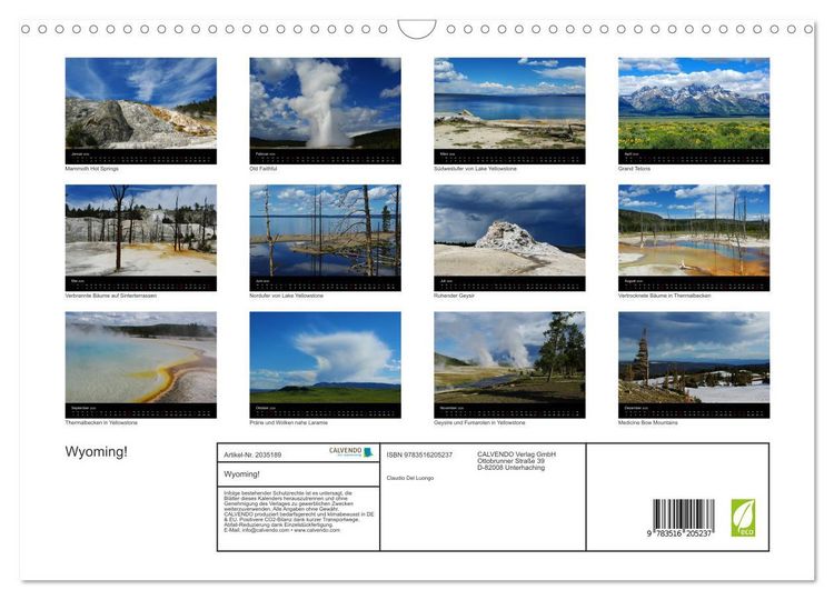 Produktbild: Wyoming! (Wandkalender 2026 DIN A3 quer), CALVENDO Monatskalender