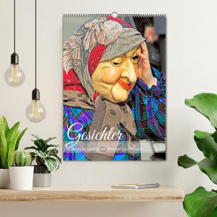 Produktbild: Gesichter, Holzlarven im Fasching von Mittenwald in Oberbayern (Wandkalender 2027 DIN A2 hoch), CALVENDO Monatskalender