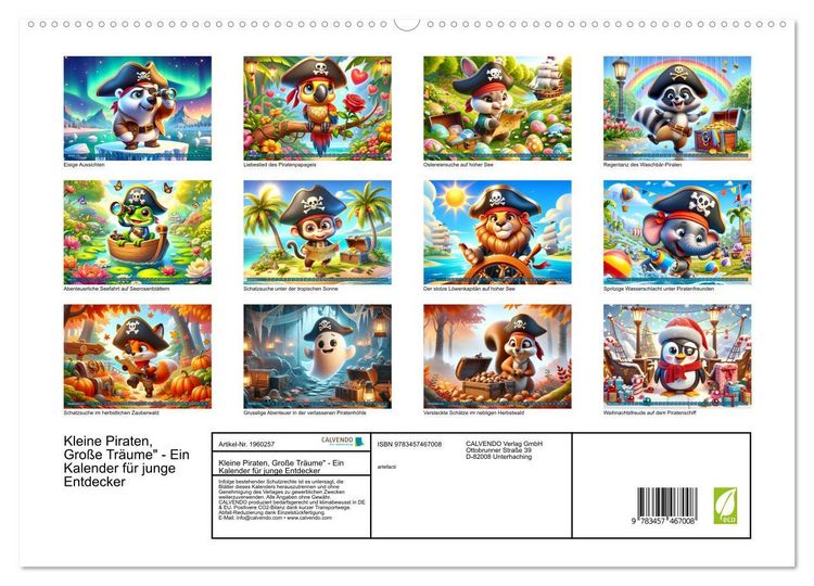 Produktbild: Kleine Piraten, Gro&szlig;e Tr&auml;ume" - Ein Kalender f&uuml;r junge Entdecker (hochwertiger Premium Wandkalender 2026 DIN A2 quer), Kunstdruck in Hochglanz