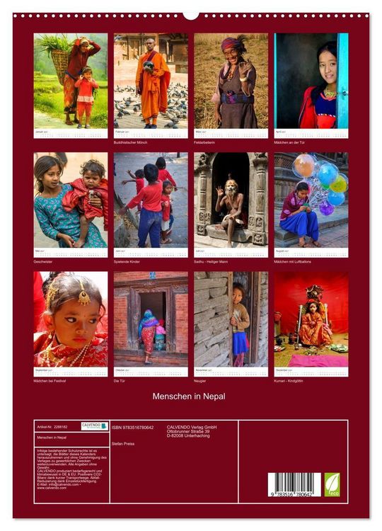 Produktbild: Menschen in Nepal (hochwertiger Premium Wandkalender 2027 DIN A2 hoch), Kunstdruck in Hochglanz