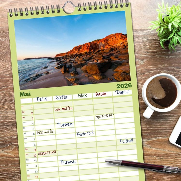 Produktbild: Familienplaner 2026 - Australien - Travel The Gravel mit 5 Spalten (Wandkalender, 21 x 45 cm) CALVENDO