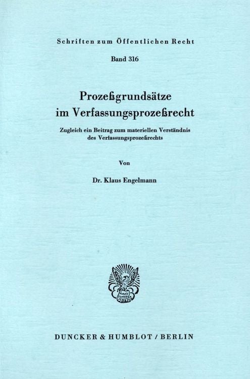 Produktbild: Proze&szlig;grunds&auml;tze im Verfassungsproze&szlig;recht.