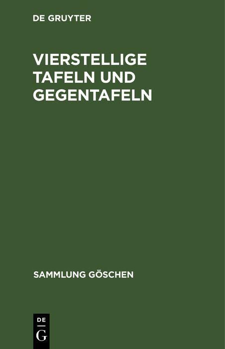 Produktbild: Vierstellige Tafeln und Gegentafeln