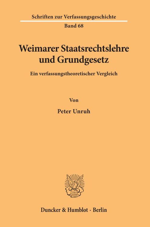 Produktbild: Weimarer Staatsrechtslehre und Grundgesetz.