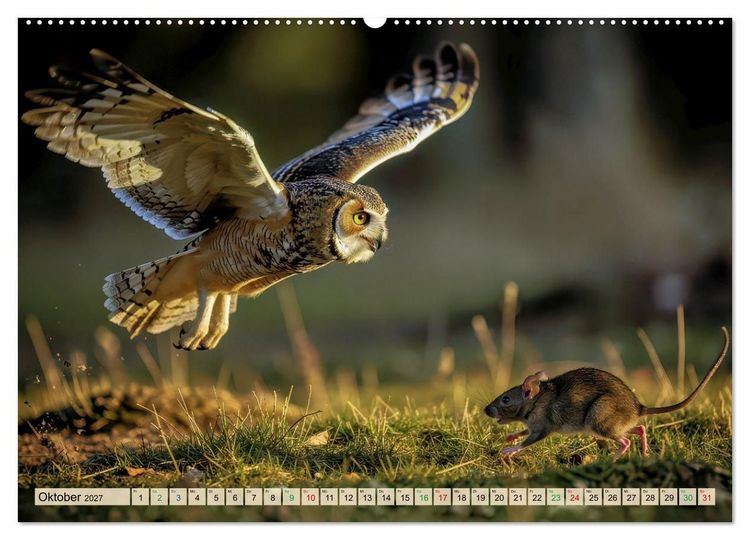 Produktbild: Eulen - furchtlos und elegant (Wandkalender 2027 DIN A2 quer), CALVENDO Monatskalender