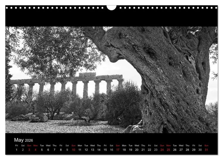 Produktbild: Black and White Sicily (Wall Calendar 2026 DIN A3 landscape), CALVENDO 12 Month Wall Calendar