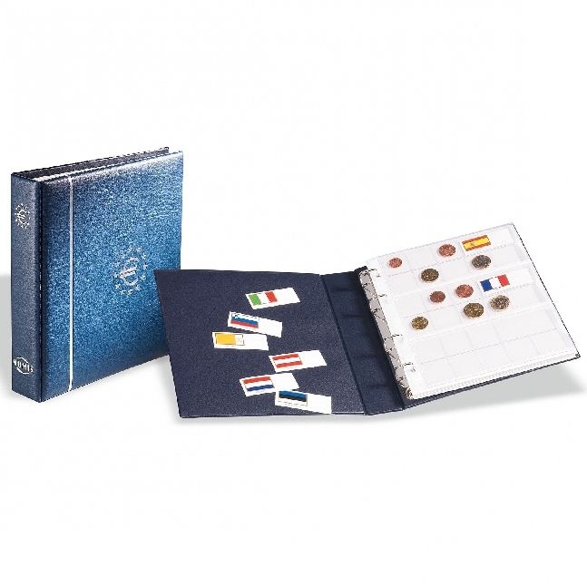 Produktbild: Numis Ringbinder, inkl. 7 H&uuml;llen f&uuml;r 21x Euro-Kursm&uuml;nzens&auml;tze, blau