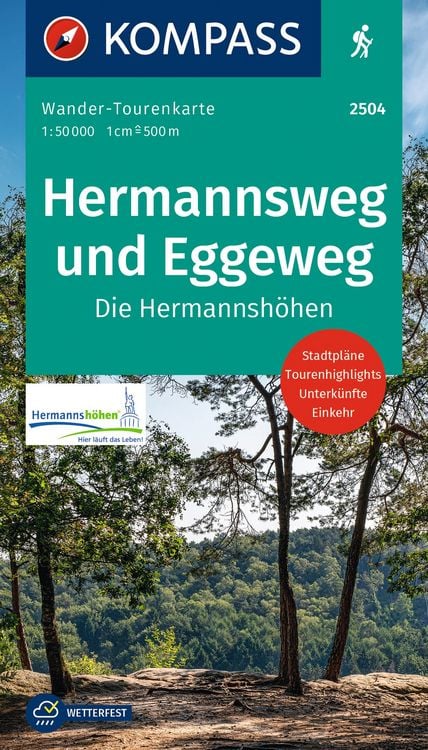 Produktbild: KOMPASS Wander-Tourenkarte Hermannsweg und Eggeweg, Die Hermannsh&ouml;hen 1:50.000