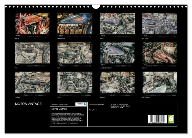 Produktbild: MOTOS VINTAGE (Calendrier mural 2026 DIN A3 vertical), CALVENDO calendrier mensuel