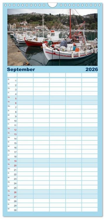 Produktbild: Familienplaner 2026 - Al&oacute;nnisos, Ski&aacute;thos, Sk&oacute;pelos mit 5 Spalten (Wandkalender, 21 x 45 cm) CALVENDO