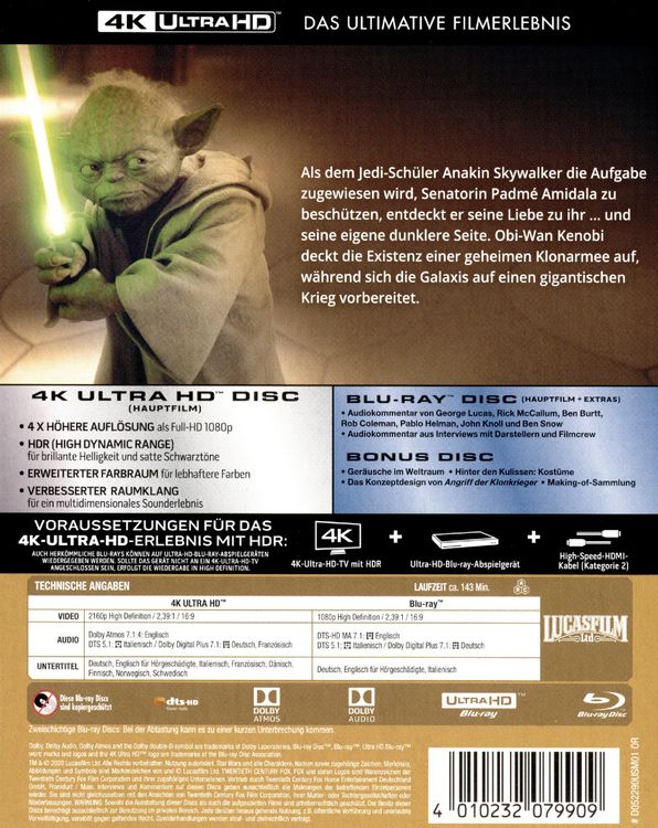 Produktbild: Star Wars Episode 2 - Angriff der Klonkrieger (4K Ultra HD) (+ Blu-ray 2D) (+ Bonus-Blu-ray)