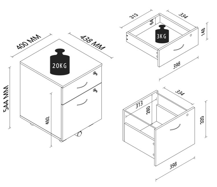 Produktbild: Rollcontainer H&auml;ngeregistratur Schubladen Baula M