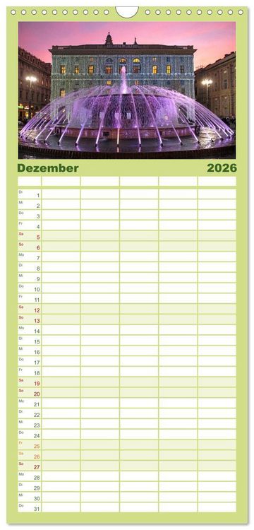 Produktbild: Familienplaner 2026 - Die zeitlose Sch&ouml;nheit von Genua mit 5 Spalten (Wandkalender, 21 x 45 cm) CALVENDO