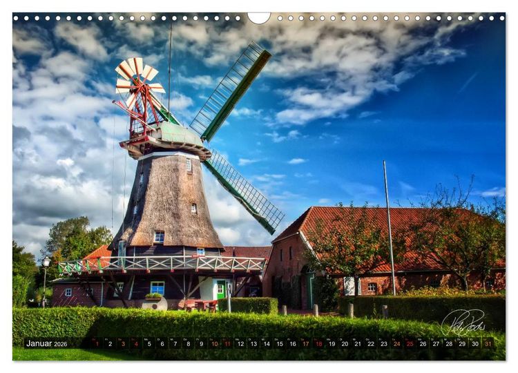 Produktbild: Friesland - Die Friesische M&uuml;hlenstra&szlig;e (Wandkalender 2026 DIN A3 quer), CALVENDO Monatskalender