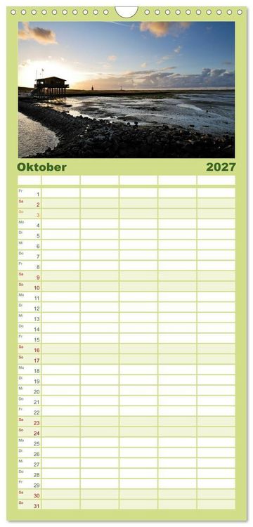 Produktbild: Familienplaner 2027 - Wangerooge &ndash; Eine Perle in der Nordsee. mit 5 Spalten (Wandkalender, 21 x 45 cm) CALVENDO