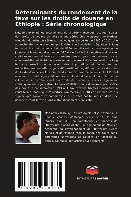 Produktbild: D&eacute;terminants du rendement de la taxe sur les droits de douane en &Eacute;thiopie : S&eacute;rie chronologique