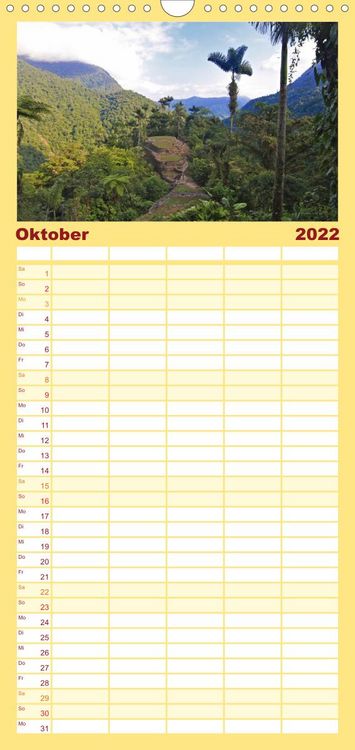 Produktbild: Familienplaner Photoreise durch Kolumbien (Wandkalender 2022 , 21 cm x 45 cm, hoch)