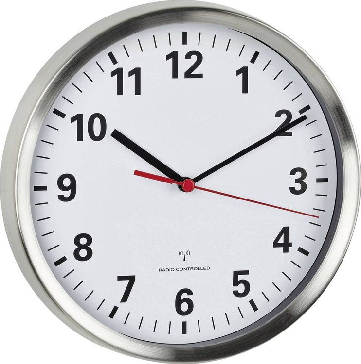 Produktbild: TFA Dostmann 60.3529.02 Funk Wanduhr 22 cm x 45 mm Aluminium Leisegang-Uhrwerk, Energiesparfunktion
