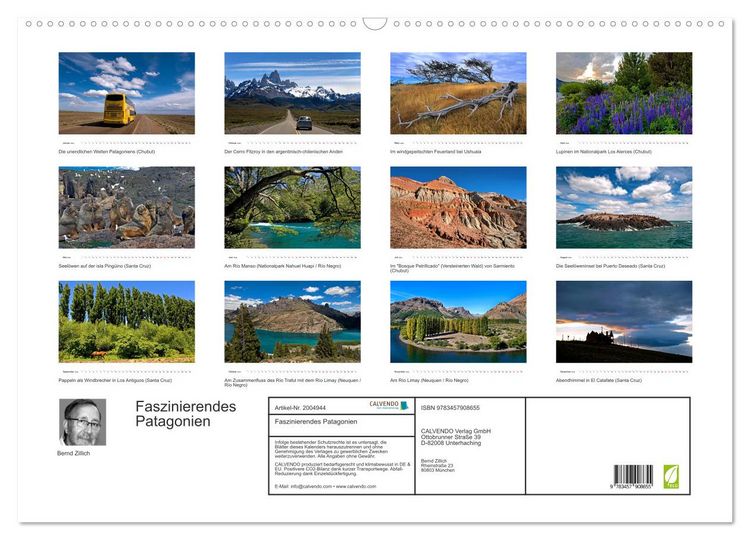 Produktbild: Faszinierendes Patagonien (Wandkalender 2026 DIN A2 quer), CALVENDO Monatskalender