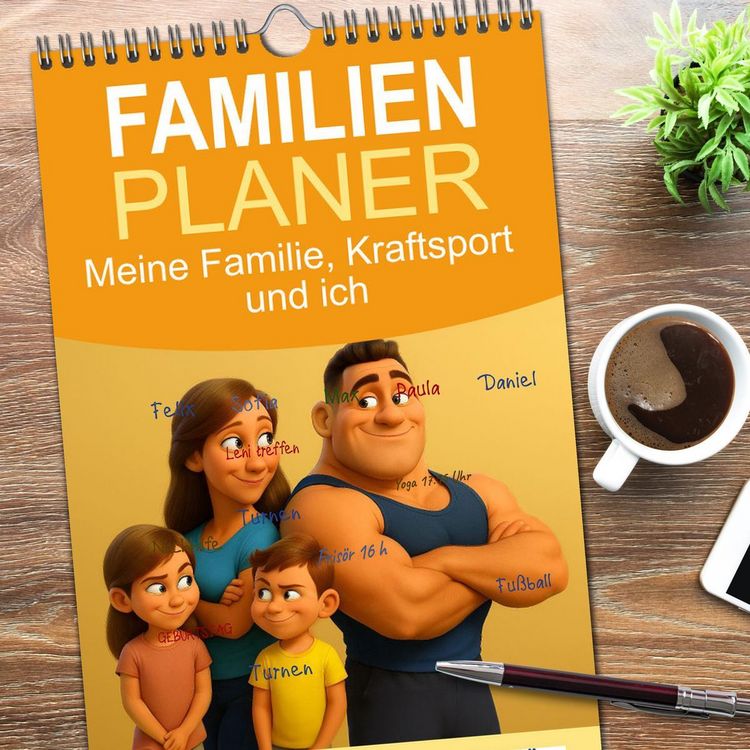 Produktbild: Familienplaner 2026 - Meine Familie, Kraftsport und ich mit 5 Spalten (Wandkalender, 21 x 45 cm) CALVENDO
