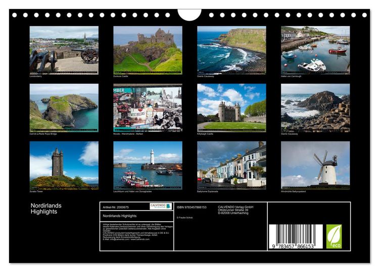 Produktbild: Nordirlands Highlights (Wandkalender 2026 DIN A4 quer), CALVENDO Monatskalender