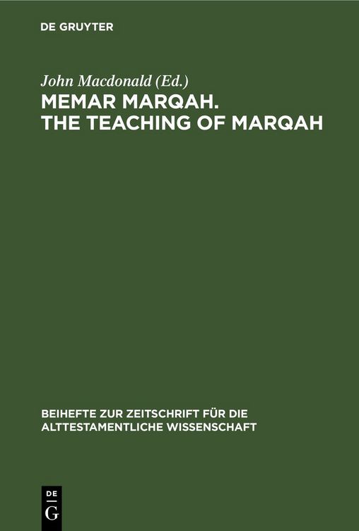 Produktbild: Memar Marqah. The Teaching of Marqah