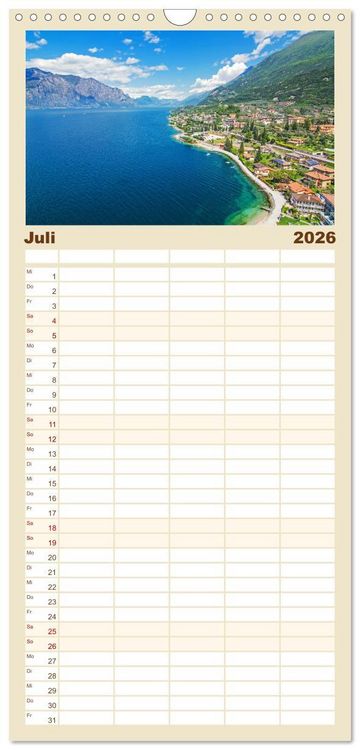 Produktbild: Familienplaner 2026 - Gardasee - lago di Garda by Sascha Ferrari mit 5 Spalten (Wandkalender, 21 x 45 cm) CALVENDO