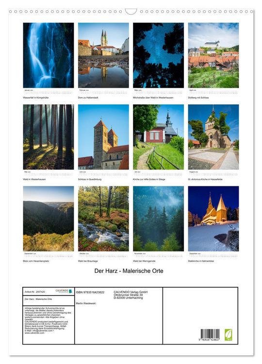 Produktbild: Der Harz - Malerische Orte (Wandkalender 2026 DIN A2 hoch), CALVENDO Monatskalender