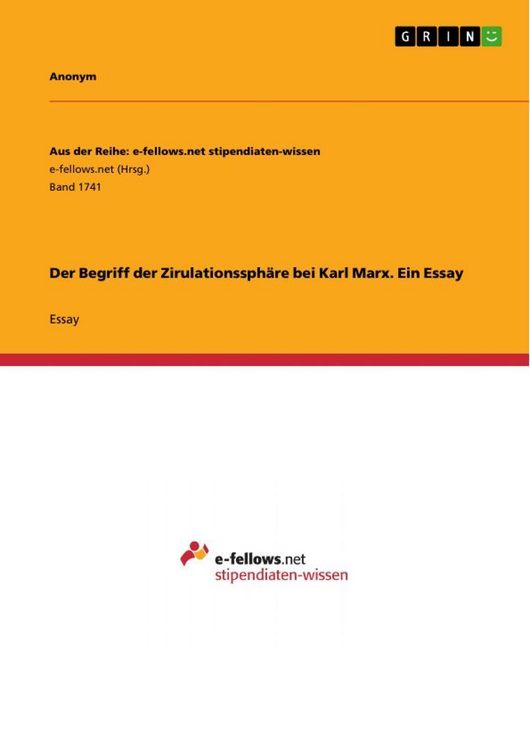 Produktbild: Der Begriff der Zirulationssph&auml;re bei Karl Marx. Ein Essay