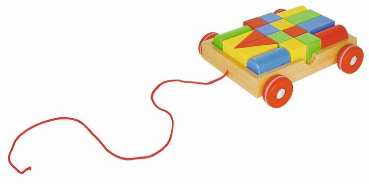 Produktbild: Goki 58558 - Ziehwagen mit 18 Bausteinen, goki basic.