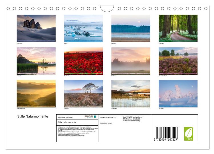 Produktbild: Stille Naturmomente (Wandkalender 2026 DIN A4 quer), CALVENDO Monatskalender