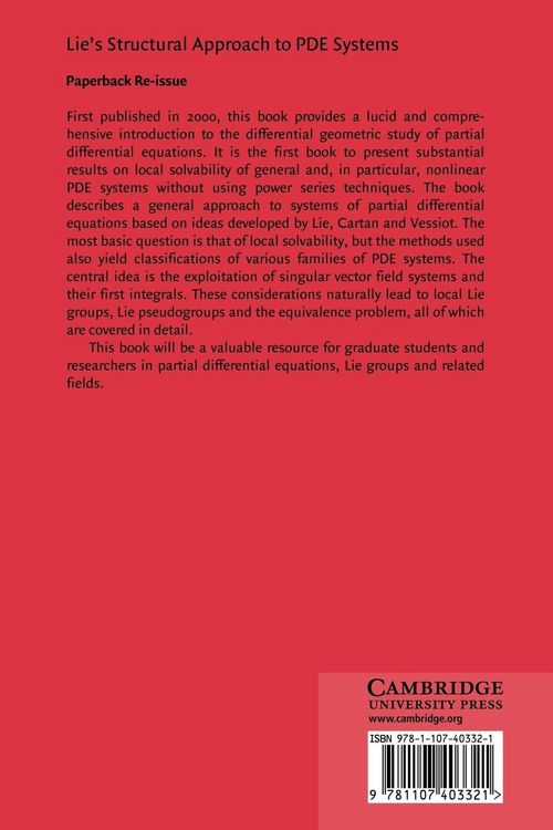 Produktbild: Lie's Structural Approach to Pde Systems