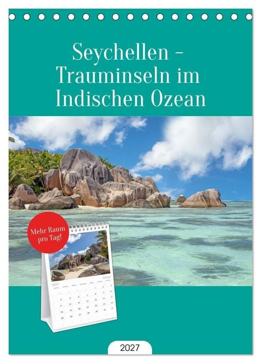 Produktbild: Tischplaner 2027 - Seychellen - Trauminseln im Indischen Ozean (A5 Tischkalender zum Aufstellen) CALVENDO