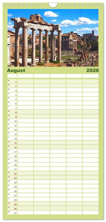 Produktbild: Familienplaner 2026 - In Liebe Dein Rom mit 5 Spalten (Wandkalender, 21 x 45 cm) CALVENDO