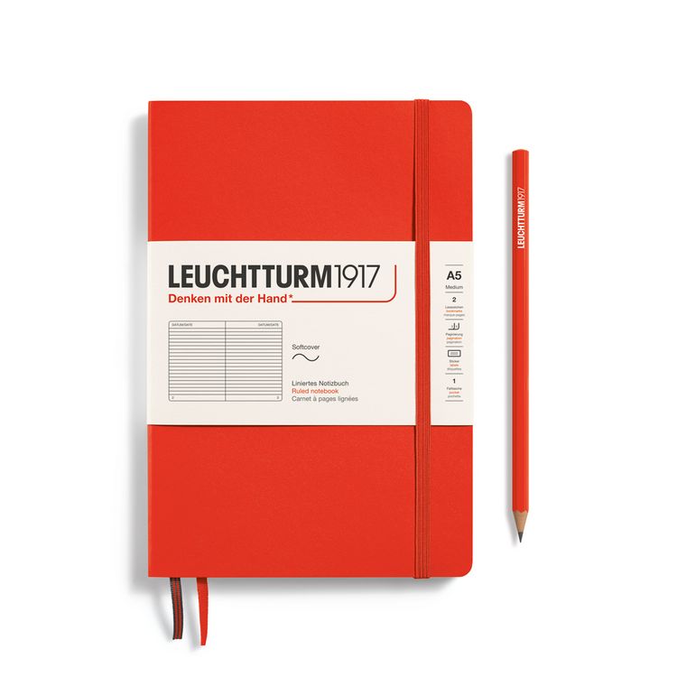 Produktbild: LEUCHTTURM1917 Notizbuch Medium (A5), Softcover, 123 nummerierte Seiten, Lobster, liniert