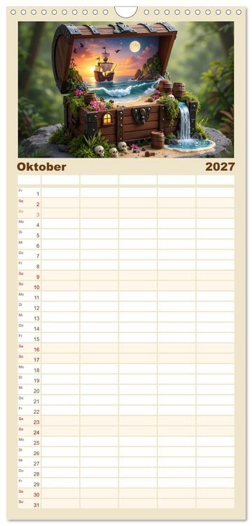 Produktbild: Familienplaner 2027 - Leben in einer Box mit 5 Spalten (Wandkalender, 21 x 45 cm) CALVENDO