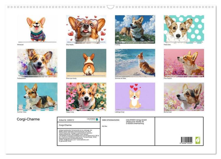 Produktbild: Corgi-Charme (Wandkalender 2027 DIN A2 quer), CALVENDO Monatskalender