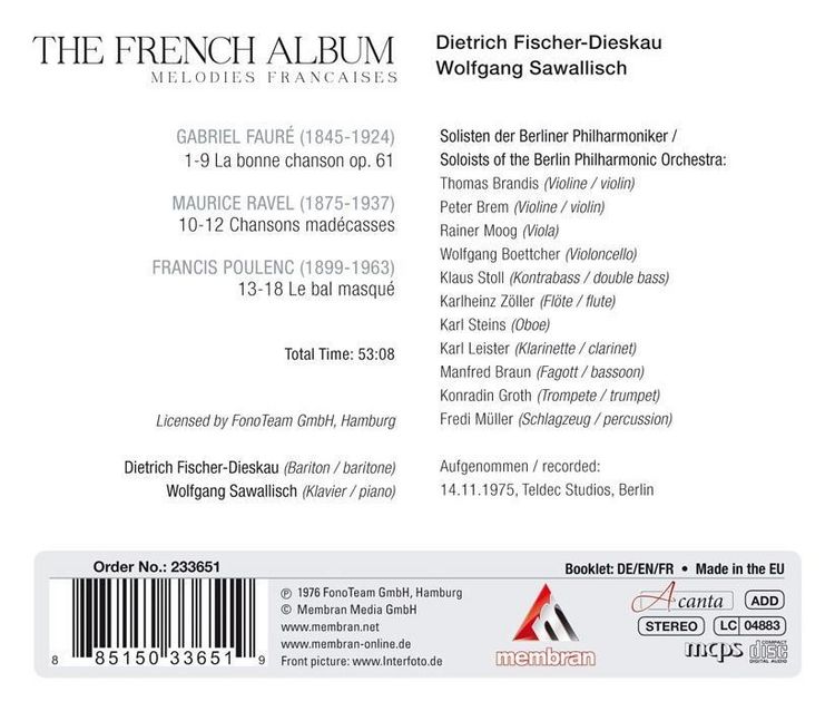 Produktbild: Fischer-Dieskau, D: Fischer-Dieskau - French Album