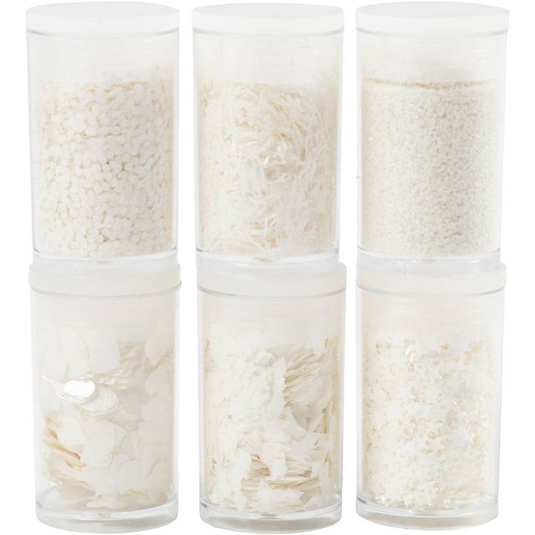 Produktbild: Creativ Company Biologisch abbaubarer Sparkles & Pailletten, Silber, Wei&szlig;, 6x7 ml