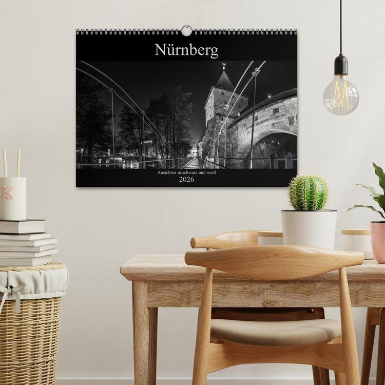 Produktbild: N&uuml;rnberg - Ansichten in schwarz und wei&szlig; (Wandkalender 2026 DIN A3 quer), CALVENDO Monatskalender