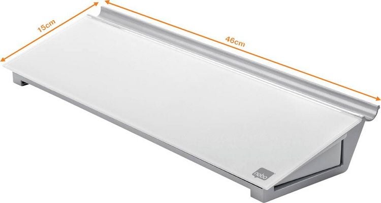 Produktbild: nobo Glas-Notizboard Diamond Glass Memo Desktop (B x H) 458 mm x 60 mm Brillant-Wei&szlig; Inkl. Ablageschale, Inkl. Boardmarker