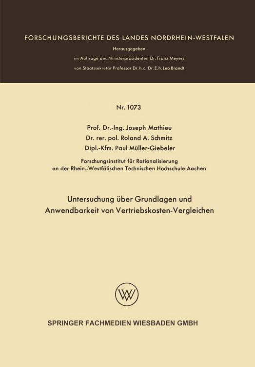 Produktbild: Untersuchung &uuml;ber Grundlagen und Anwendbarkeit von Vertriebskosten-Vergleichen