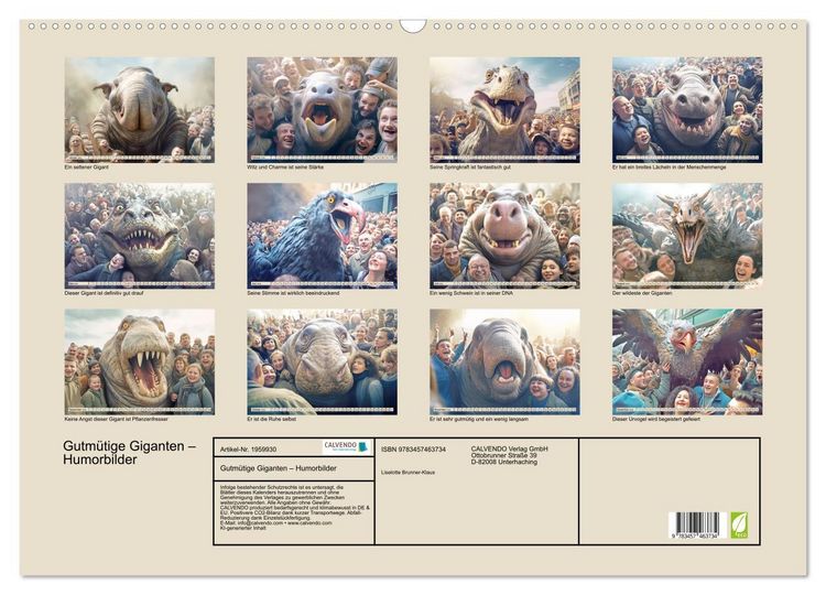 Produktbild: Gutm&uuml;tige Giganten &ndash; Humorbilder (Wandkalender 2026 DIN A2 quer), CALVENDO Monatskalender