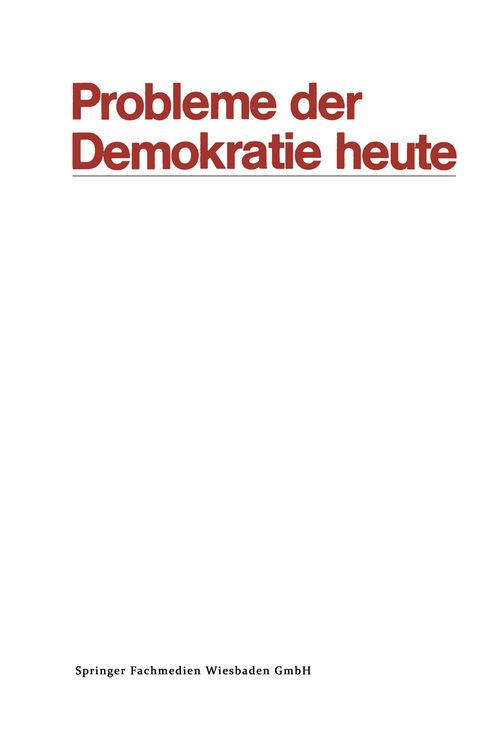 Produktbild: Probleme der Demokratie heute