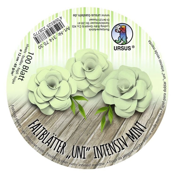 Produktbild: URSUS Falten Faltbl&auml;tter Uni intensiv, Plakatkarton, 65 g/m&sup2;, &Oslash; 12 cm, mint